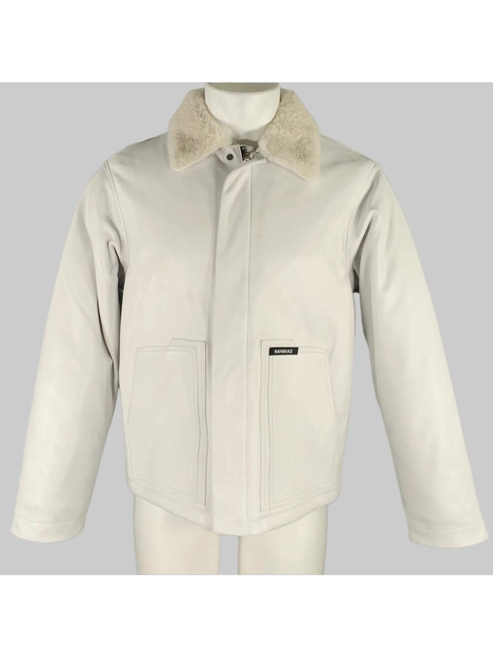 NAHMIAS Size S White Lamb Leather Carpenter Jacket